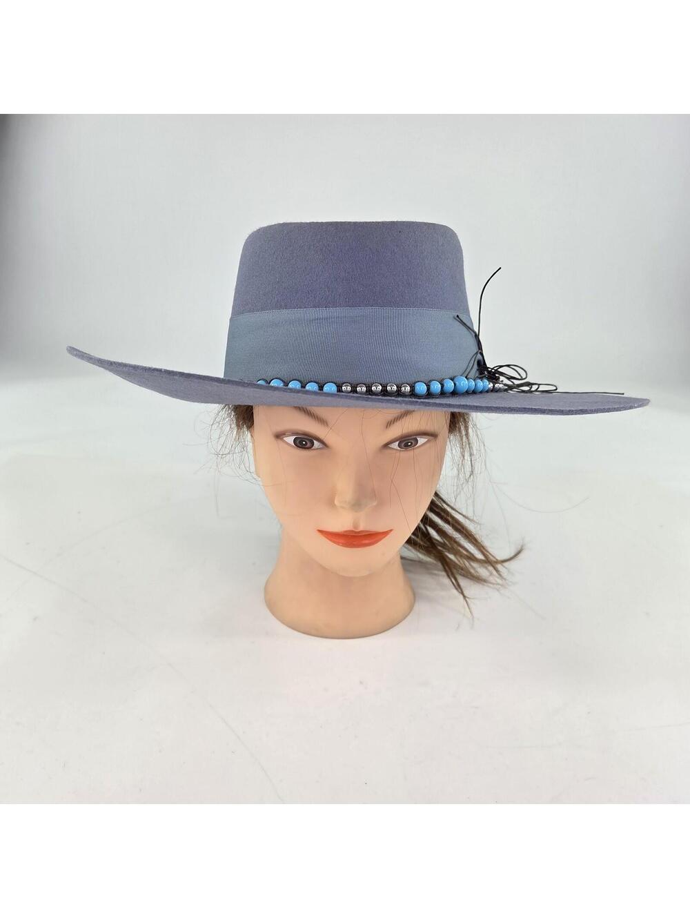 SHYANNE WOMEN'S DANCER TELESCOPE WOOL FELT WESTERN HAT ONE SIZE BLUE GAMBLER HAT - Picture 5 of 9